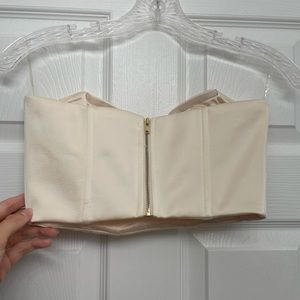 OhPolly Satin Bustier crop top. Nude color.